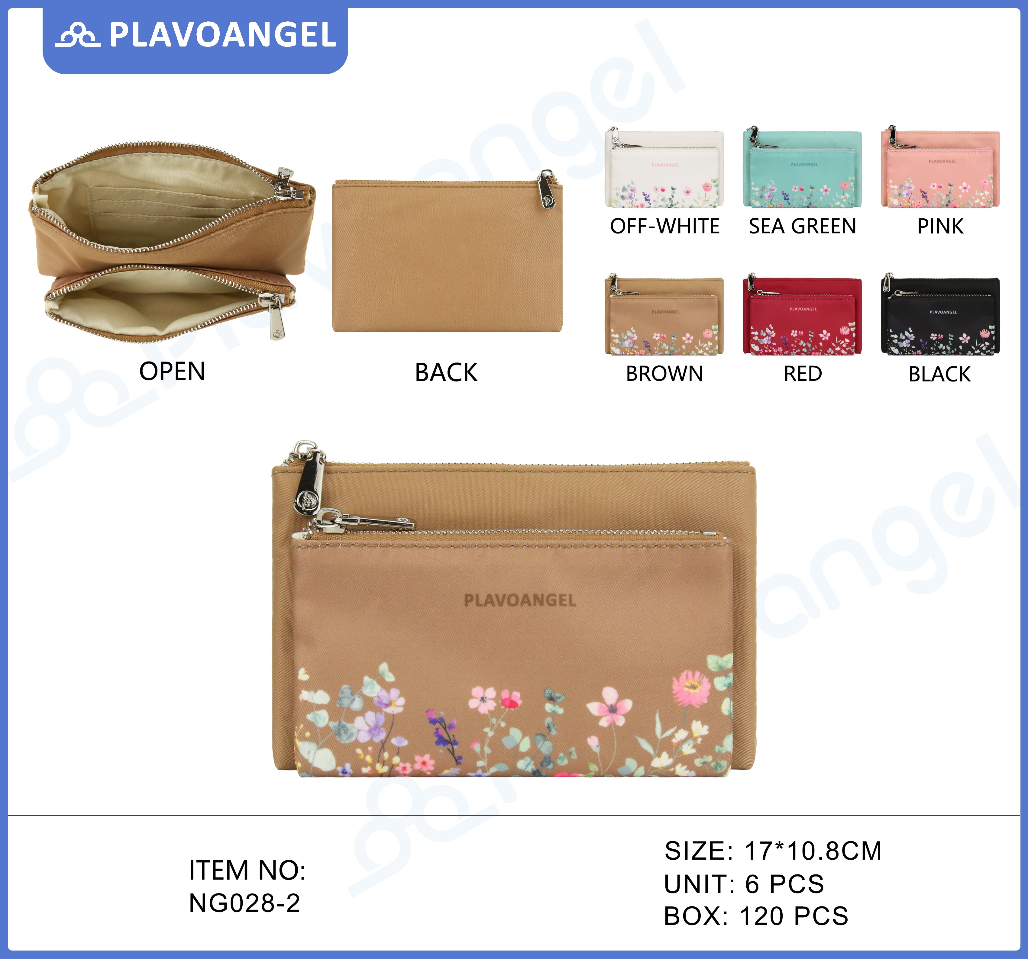 Floral Double-Zip Nylon Pouch