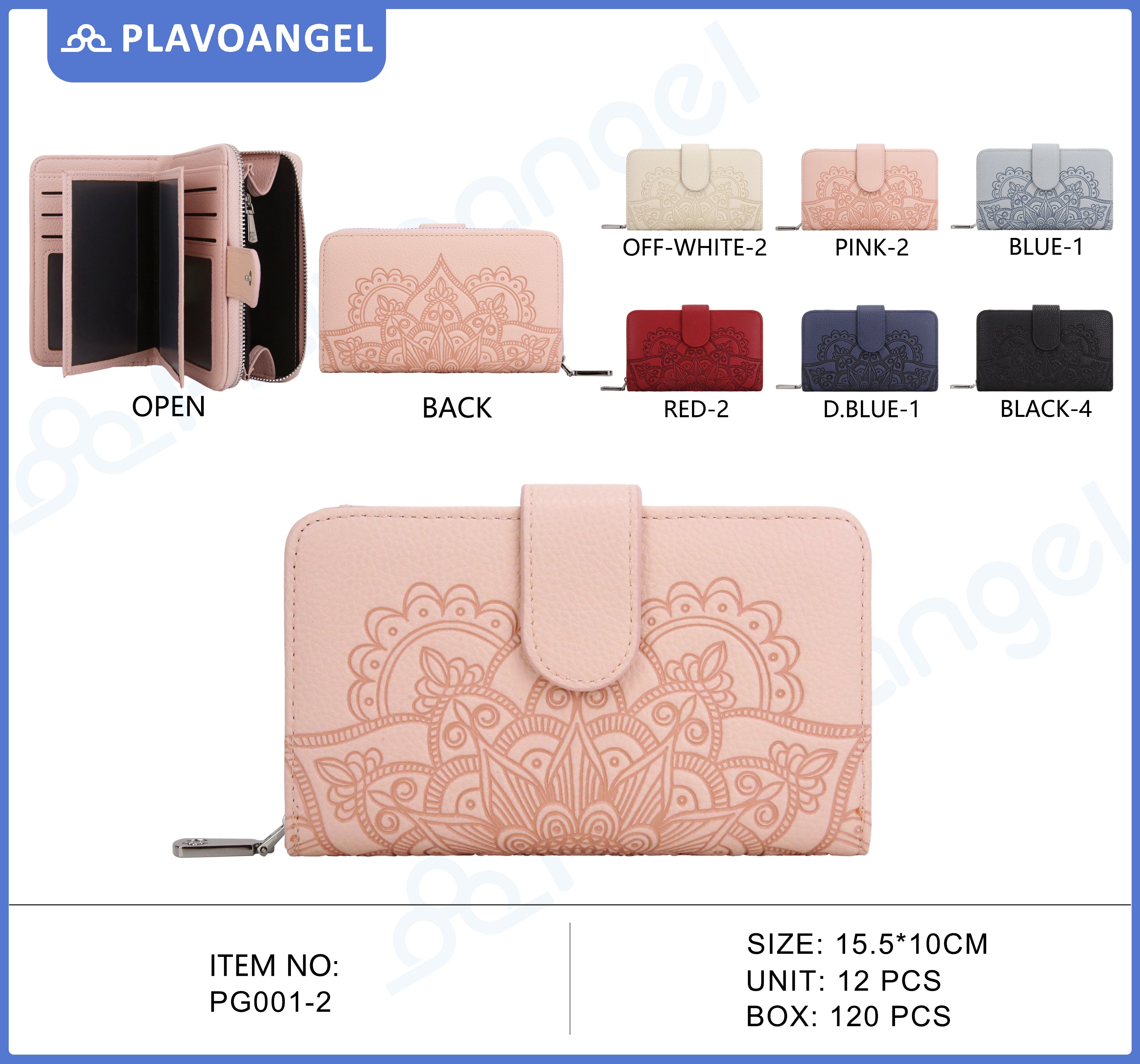 Mandala Embossed Ladies Zipper Wallet