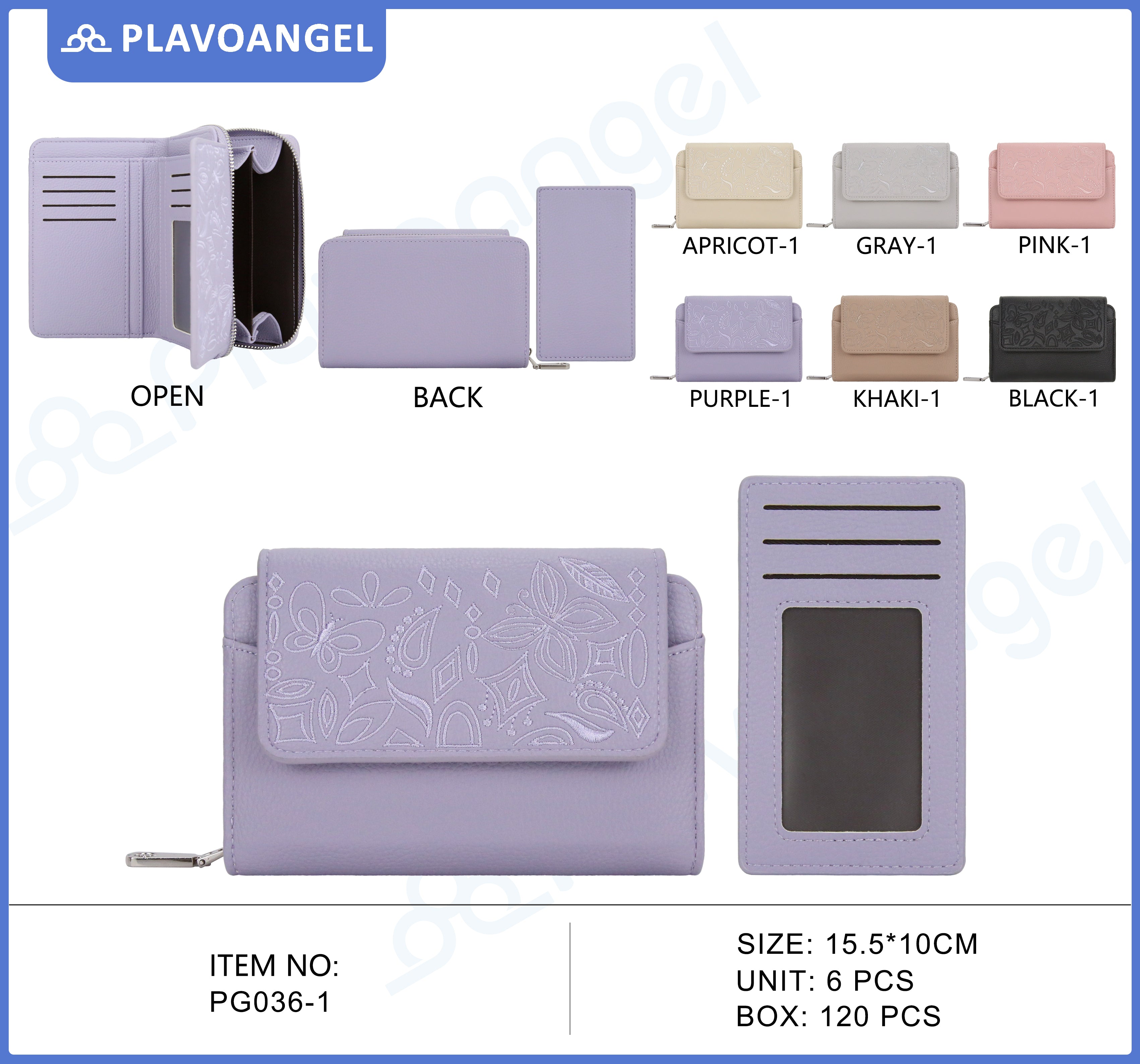 Embroidered Butterfly PU Leather Wallet
