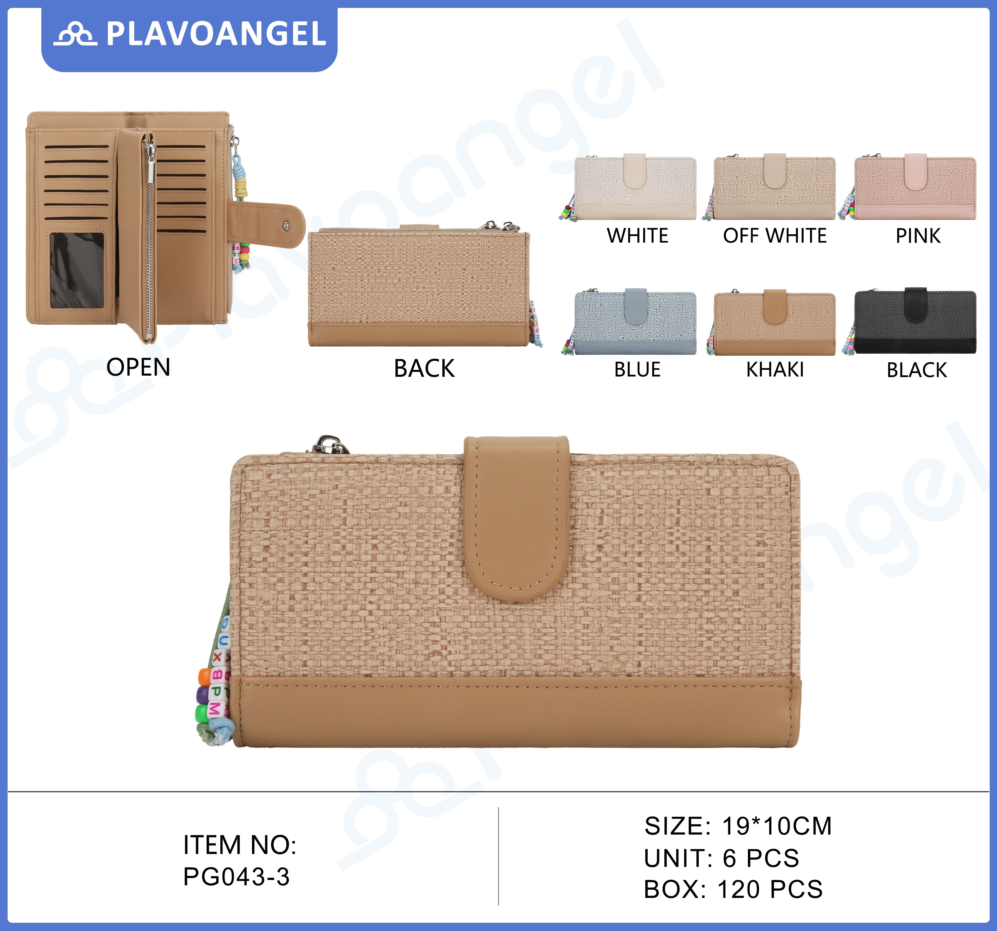 Woven Texture Beaded Long Wallet